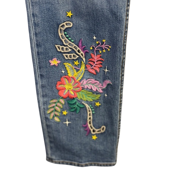 Johnny Was Luisa High Rise Straight Leg Floral Embroidered Jeans Women's Size 27 - Picture 5 of 10